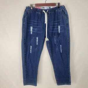 Aideqiangua Jeans Womens 5XL Blue Denim Actual‎ W36 High Rise Tapered Drawstring
